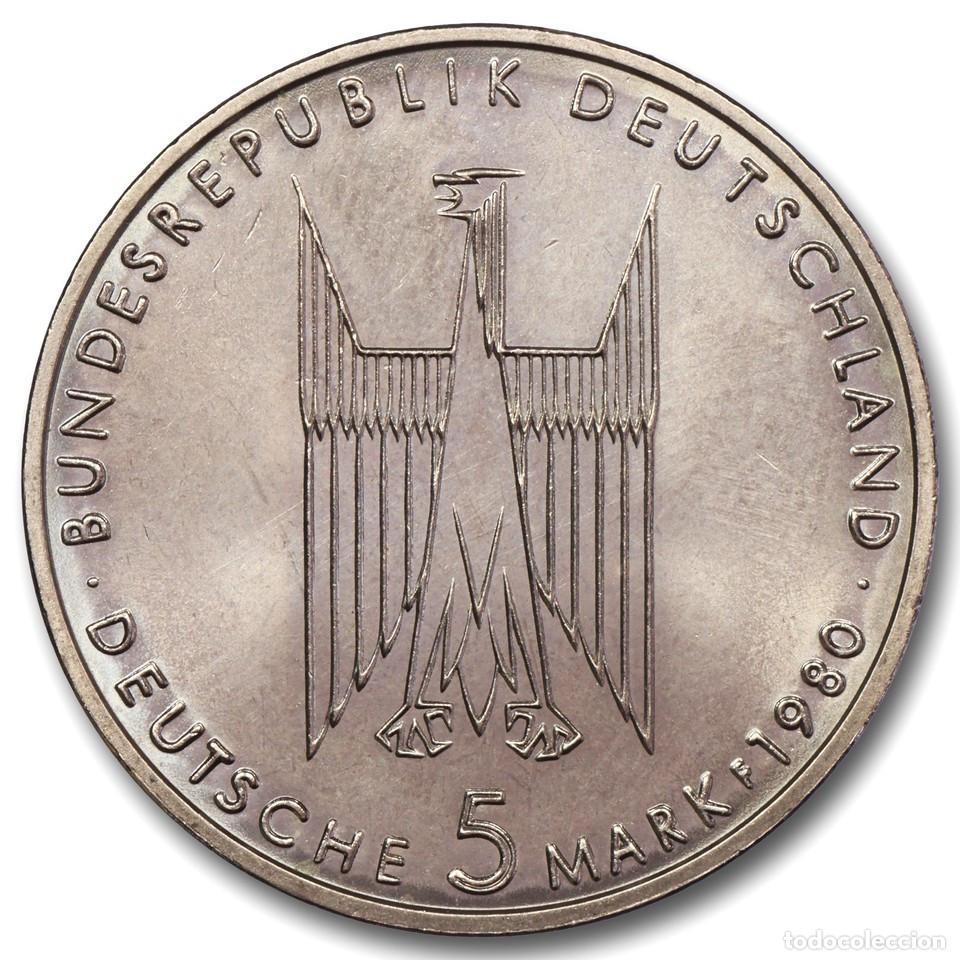 Monedas antiguas de Europa: Alemania 5 Mark Alemanes 1980 K&ouml;lner Dom N&iacute;quel