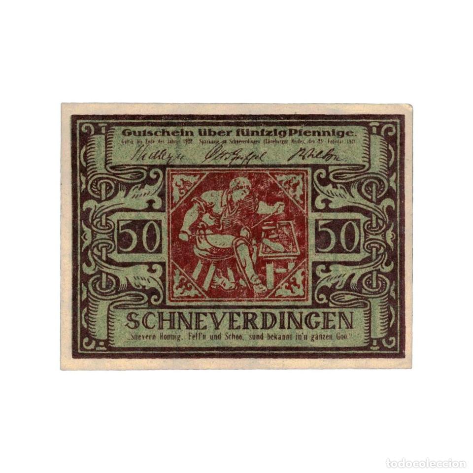 Monedas antiguas de Europa: Alemania billete 50 Peniques Sparkasse 1921 Verde