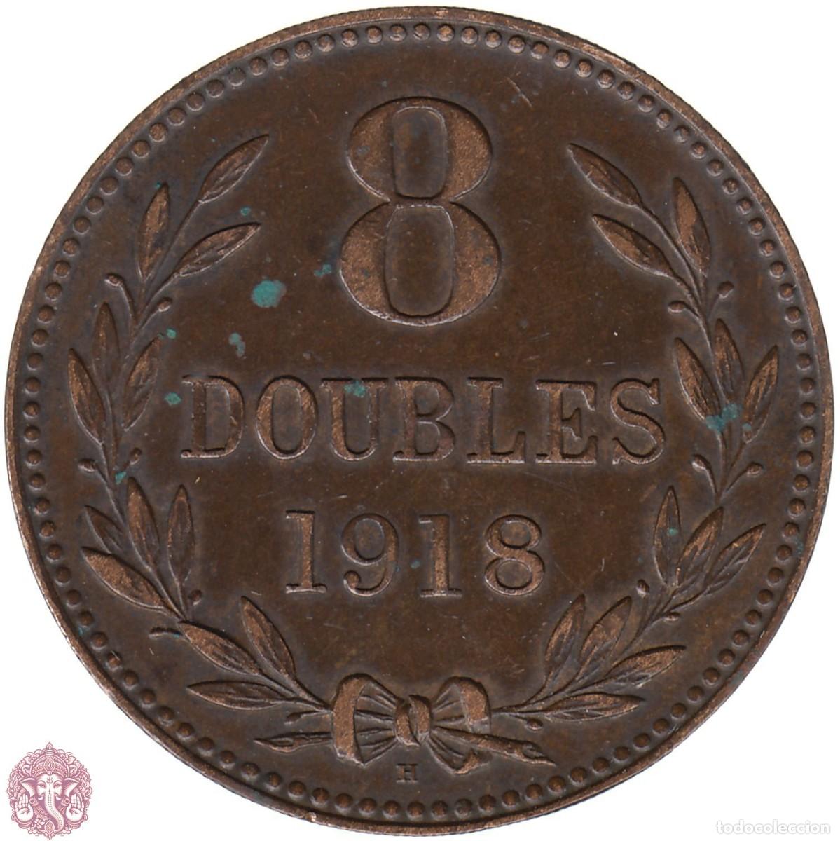 Monedas antiguas de Europa: GUERNESEY 8 Doubles 1918 KM#14