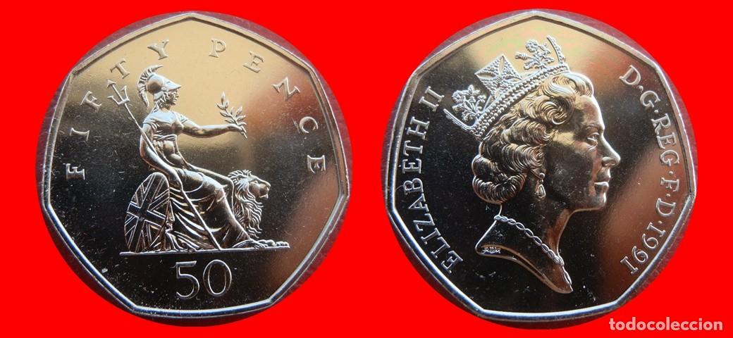 Monedas antiguas de Europa: 50 PENIQUES PENCE 1991 SIN CIRCULAR PROCEDENTE DE BLISTER INGLATERRA REINO UNIDO-9849SC