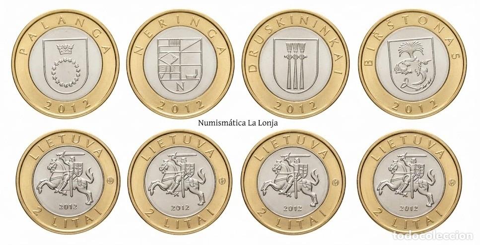 Moedas antigas da Europa: Lituania Set 4 monedas 2 Litai Conmemorativa 2012 Km 183.1-186.1 Bimet&aacute;lica Sc Unc