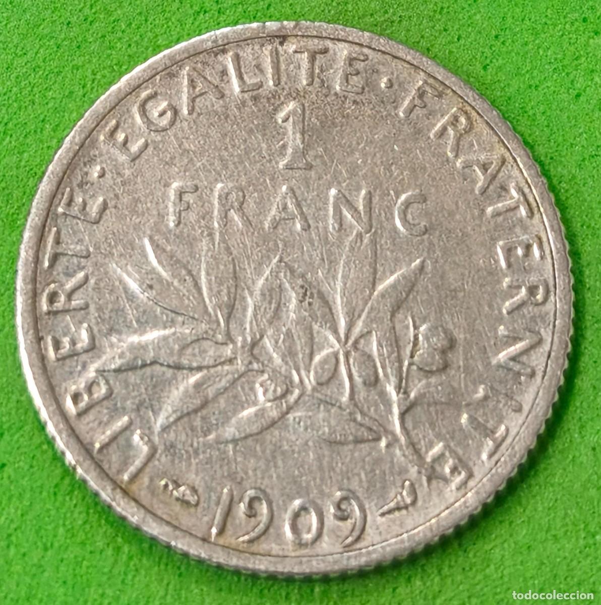 Monedas antiguas de Europa: FRANCIA. A&Ntilde;O 1909.-1 FRANCO PLATA (835) &rdquo;LA SEMBRADORA&rdquo;. PESO 5 GR