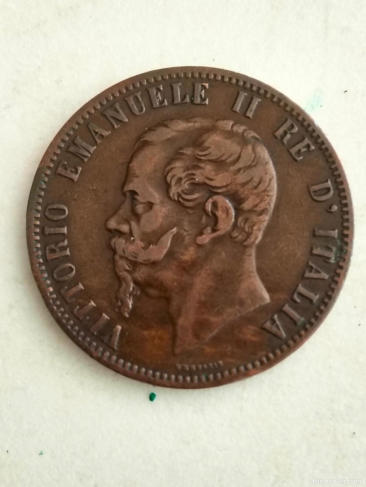 Monedas antiguas de Europa: MONEDA DE COBRE 10 CENTESIMI A&Ntilde;O 1867, VICTO MANUEL II, REY DE ITALIA