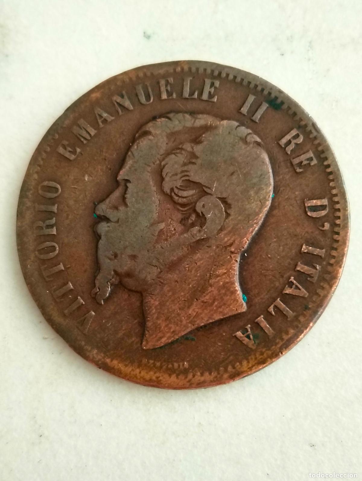 Monedas antiguas de Europa: MONEDA DE COBRE 10 CENTESIMI A&Ntilde;O 1862, VICTO MANUEL II, REY DE ITALIA