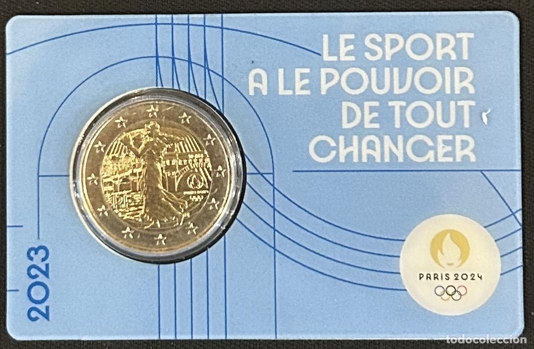 Monedas antiguas de Europa: HEUR0640 MONEDA FRANCIA 2 EUROS 2023 (Juegos Ol&iacute;mpicos Par&iacute;s 2024) Color celeste COIN CARD