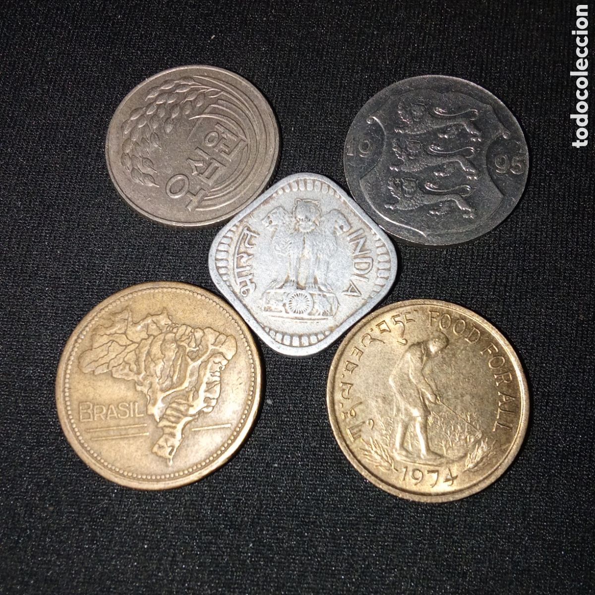 Monedas antiguas de Europa: Lote de 5 monedas distintas internacionales