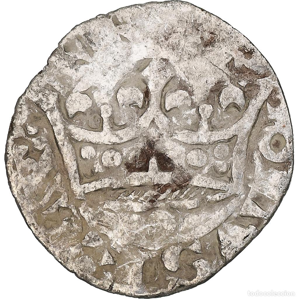 Monedas antiguas de Europa: [#1271019] Francia, Charles IV, Double Parisis, 1323-1328, Vell&oacute;n, BC+, Duplessy:244b