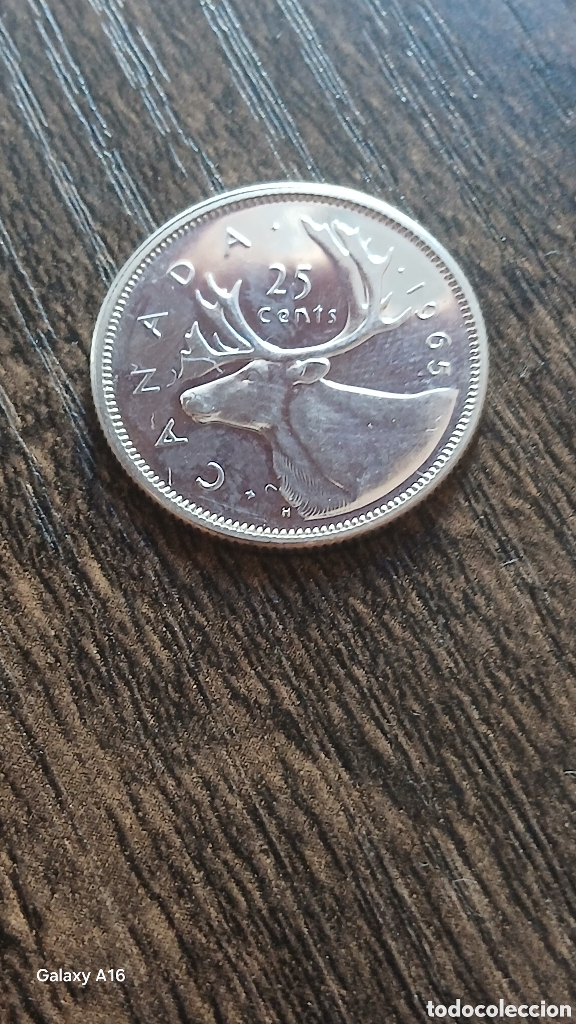 Monedas antiguas de Europa: Moneda Canad&aacute; 25 C&eacute;ntimos 1965 Reina Isabel II