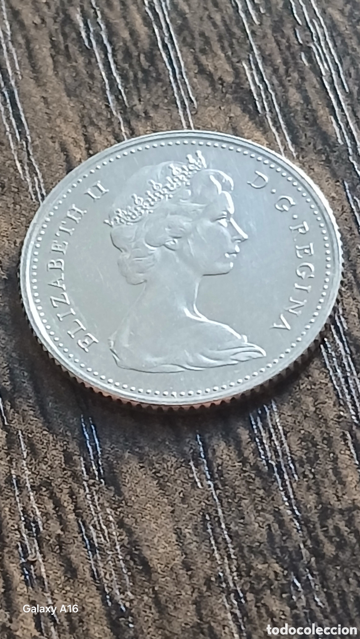 Monedas antiguas de Europa: Moneda de Plata 10 cent Canadiense 1965