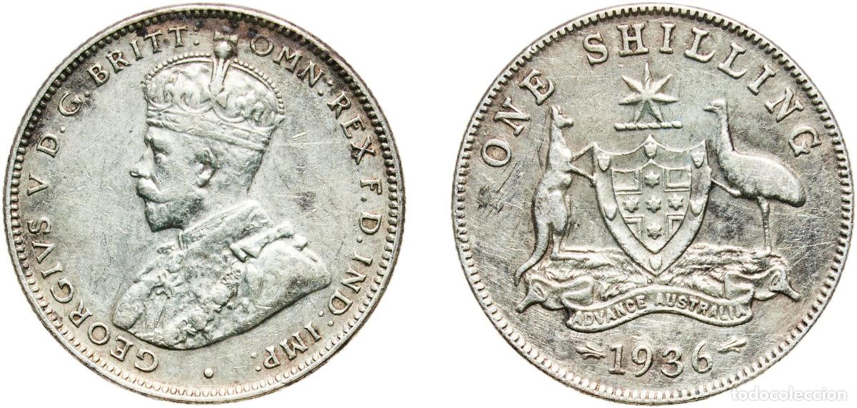 Monedas antiguas de Europa: Australia Australian external territory 1936 1 Shilling - George V Silver (.925) Royal Mint (Tower