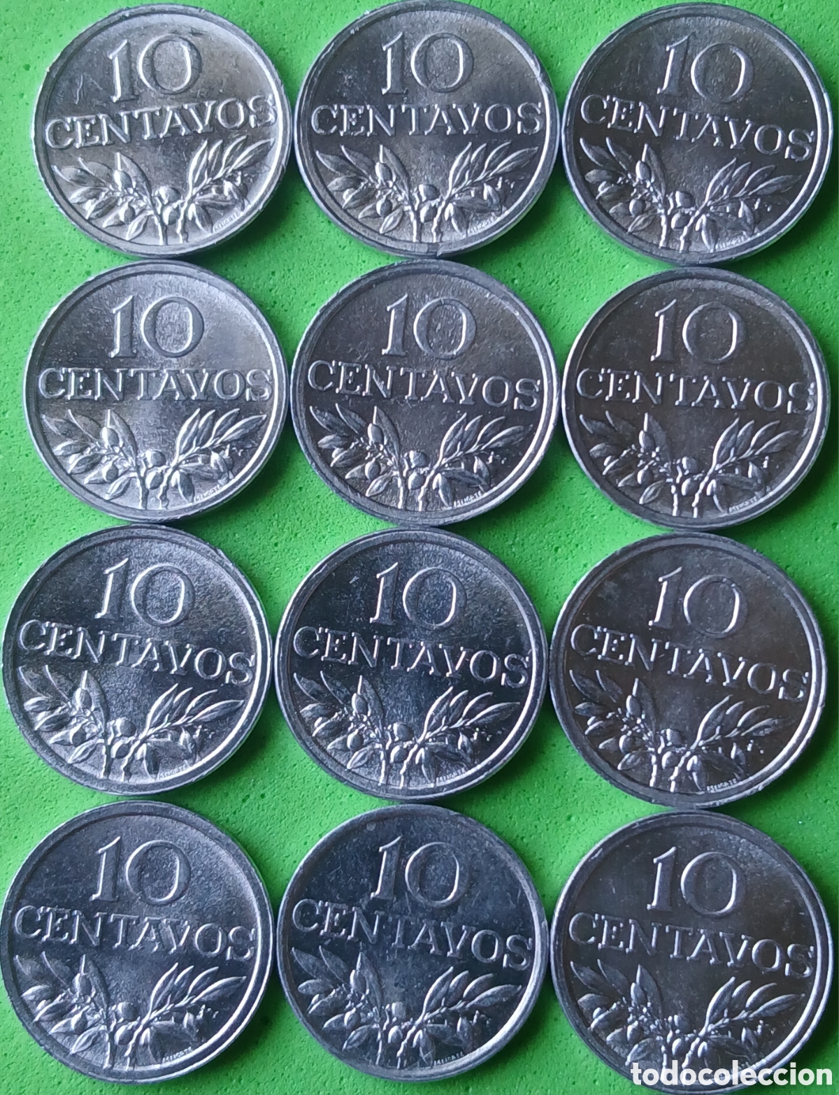 Monedas antiguas de Europa: Portugal 10 centavos 1975 &times; 12 monedas. Km#594