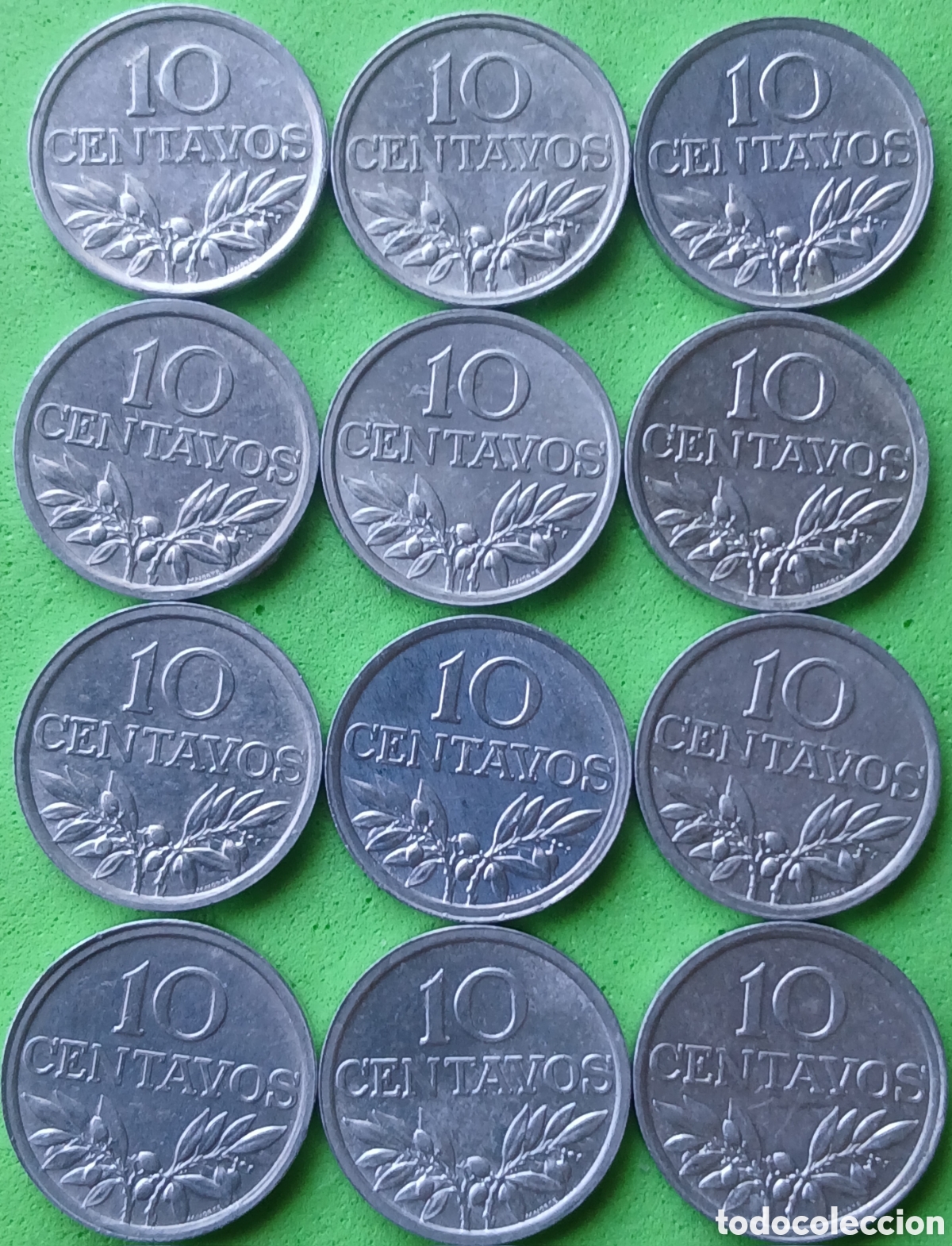 Monedas antiguas de Europa: Portugal 10 centavos 1976 &times; 12 monedas. Km#594 poco com&uacute;n
