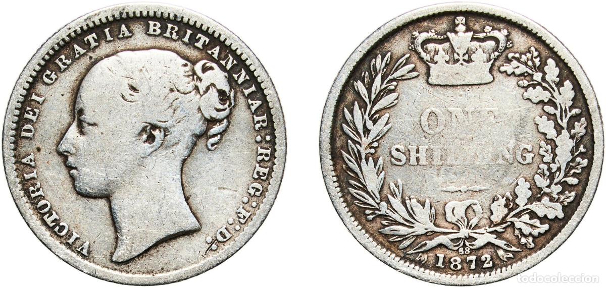 Monedas antiguas de Europa: Great Britain United Kingdom United Kingdom 1872 (68) 1 Shilling - Victoria (1st portrait; 'Young H
