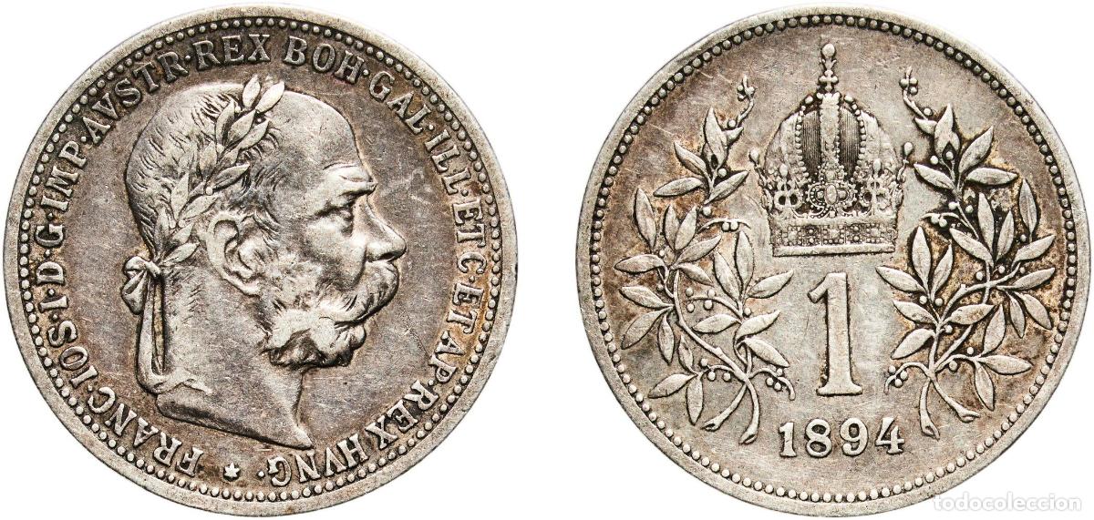Monedas antiguas de Europa: Austria Austro-Hungarian Empire 1894 1 Corona - Francis Joseph I Silver (.835) (28002500) 5g XF KM