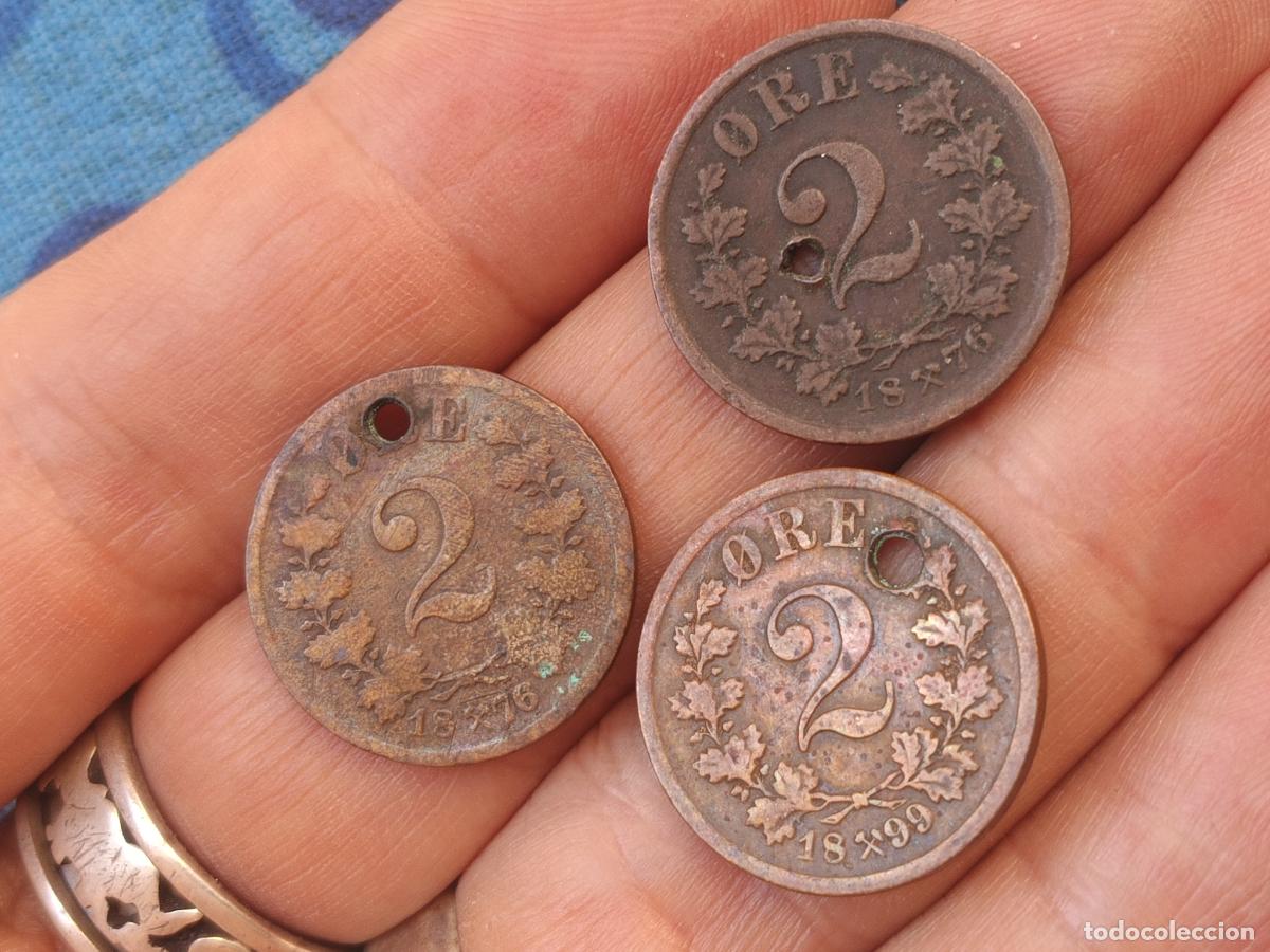 Monedas antiguas de Europa: 3 MONEDAS ANTIGUAS SIGLO XIX NORUEGA 2 ORE OSCAR II
