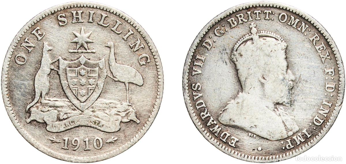 Monedas antiguas de Europa: Australia Commonwealth 1910 1 Shilling - Edward VII Silver (.925) Royal Mint (Tower Hill) (2536000)