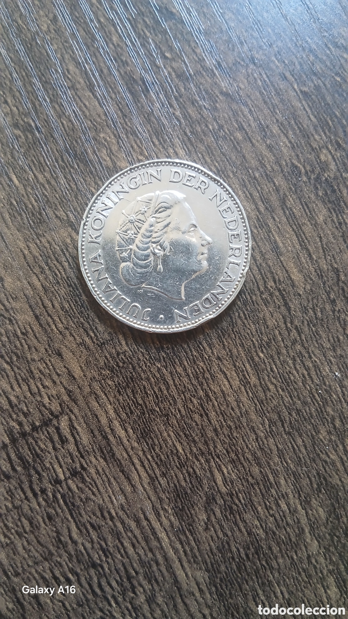 Monedas antiguas de Europa: Moneda de plata de 15 gramos, con valor de 1/2 Gulden de Holanda del a&ntilde;o 1962.
