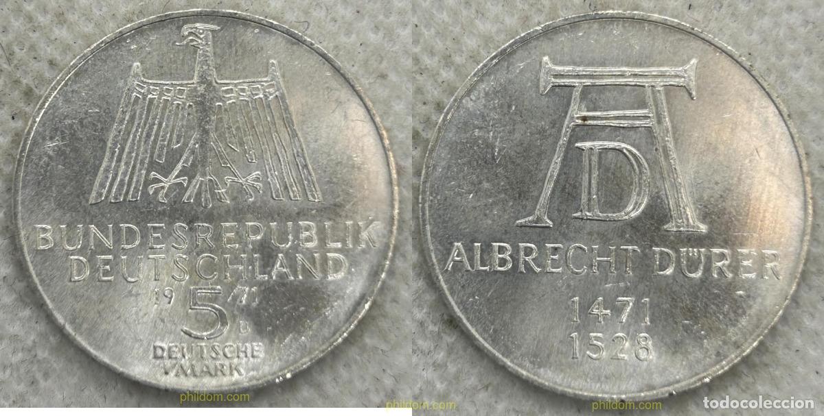 Monedas antiguas de Europa: 4915 ALEMANIA 1971 5 MARK 1971 ALBRECHT D&Uuml;RER