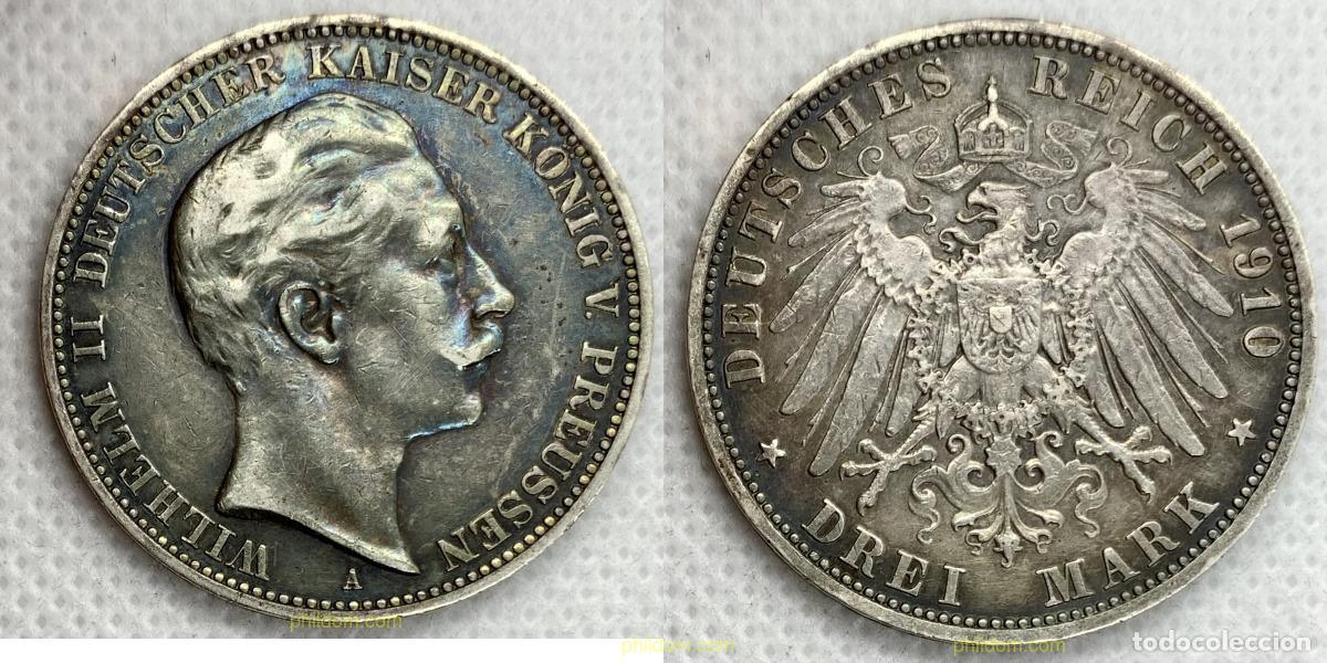 Monedas antiguas de Europa: 2571 ALEMANIA 1910 GERMANY DREI 3 MARK 1910 A