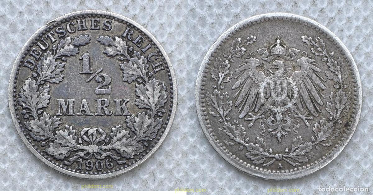 Monedas antiguas de Europa: 5467 ALEMANIA 1906 1/2 Mark 1906 A