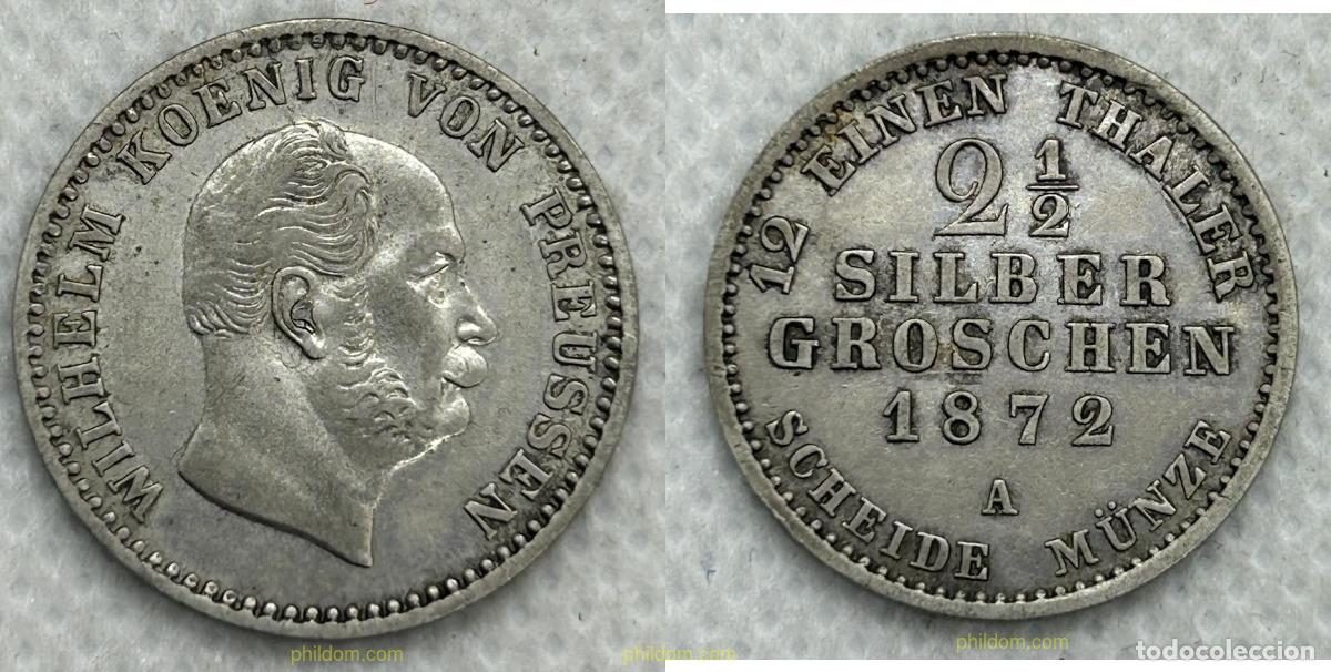 Monedas antiguas de Europa: 3795 ALEMANIA 1872 ALEMANIA/PRUSIA 2-1/2 GROSCHEN 1872 A