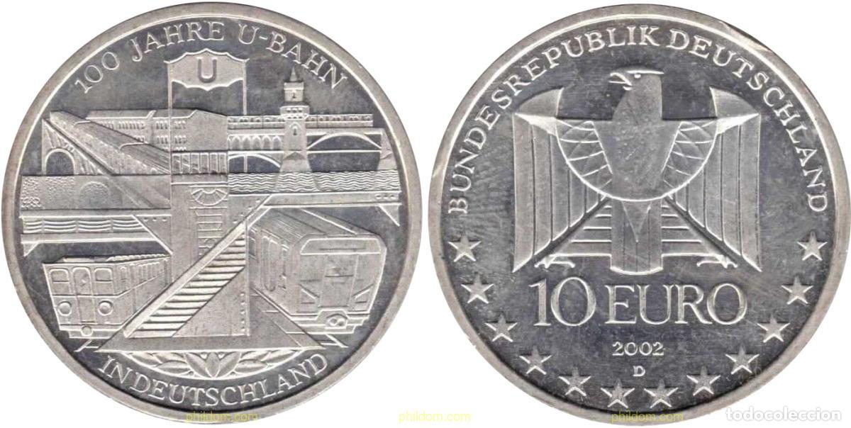Monedas antiguas de Europa: 2009 ALEMANIA 2002 GERMANY SILVER 10 EURO 2002 100TH ANNI BERLIN SUBWAY