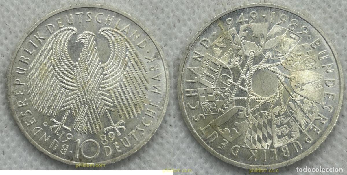 Monedas antiguas de Europa: 4351 ALEMANIA 1989 10 DEUTSCHE MARK 40 YEARS OF FEDERAL REPUBLIC