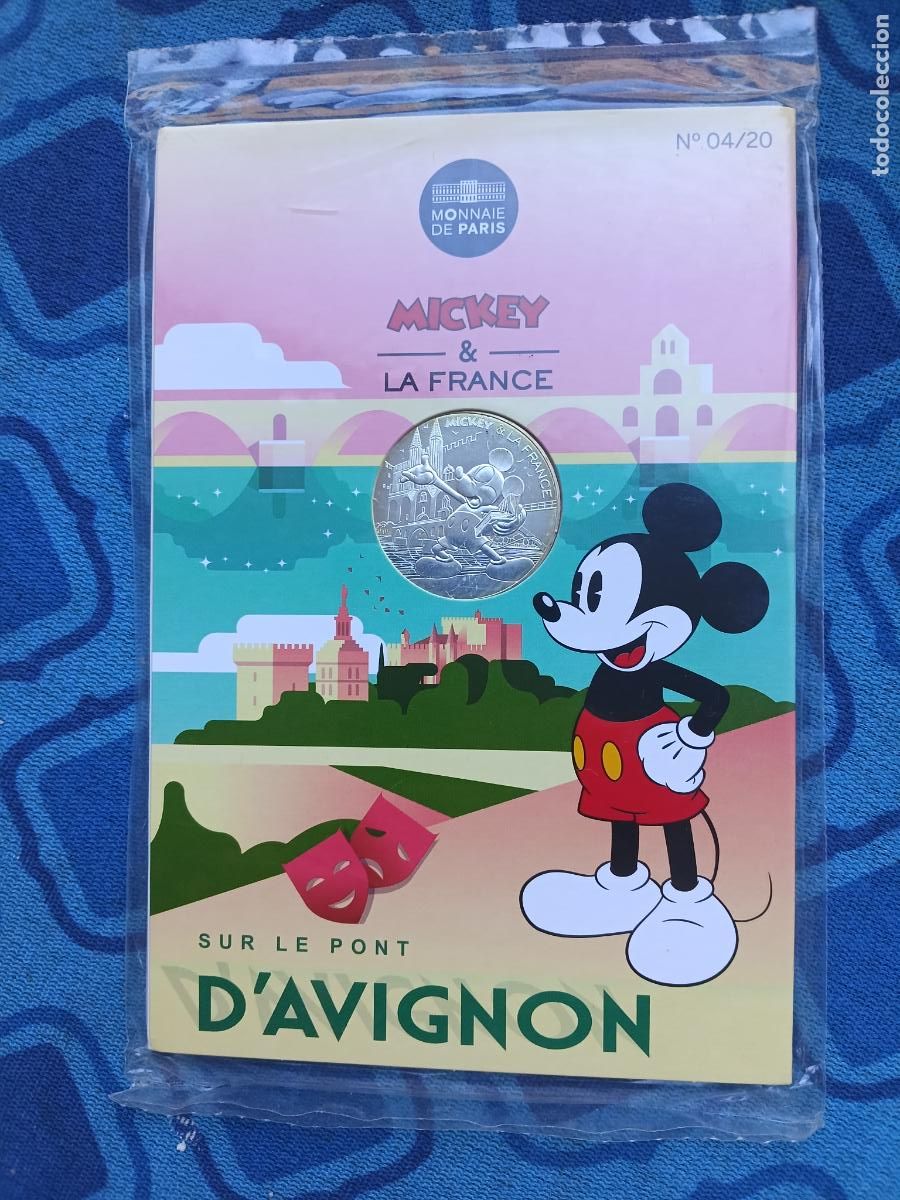 Monedas antiguas de Europa: Francia 10 euros France 2018 &ndash; Mickey Mouse &ndash; in coincard. PLATA