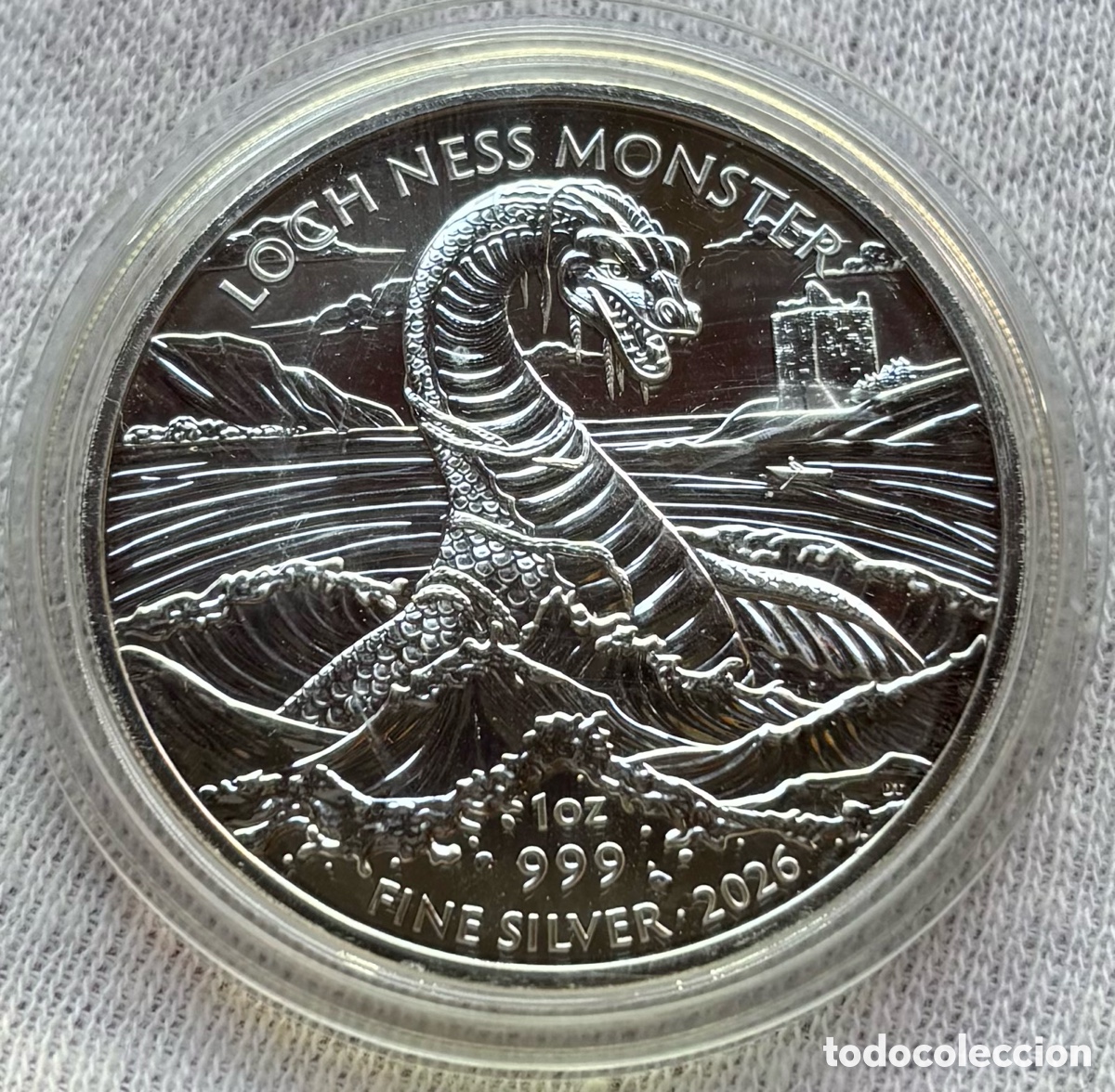 Monedas antiguas de Europa: Moneda PLATA 1 Onza INGLATERRA 2026 Monstruo Lago Ness 2 Libras Pounds Charles III. Oz 999 UK