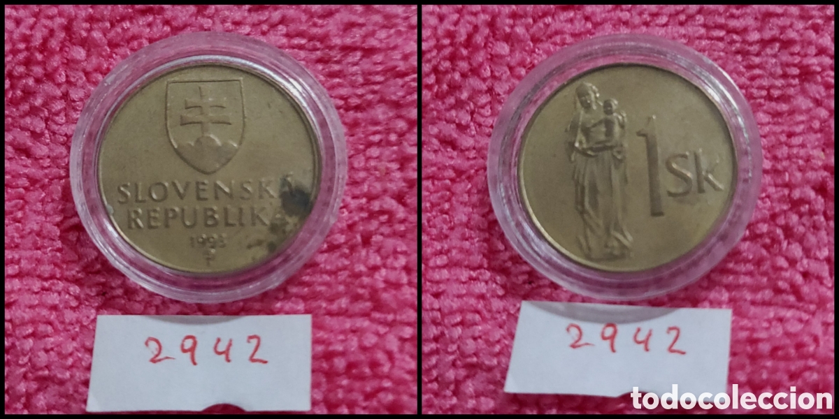 Monedas antiguas de Europa: 1 corona Eslovaquia a&ntilde;o 1993