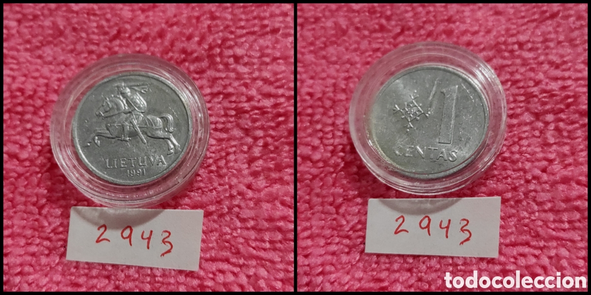 Monedas antiguas de Europa: 1 centa de Lituania a&ntilde;o 1991