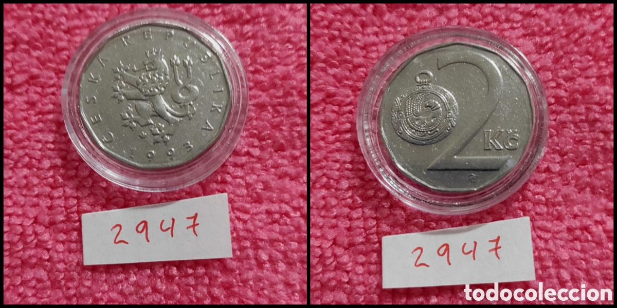 Monedas antiguas de Europa: 2 coronas republica checa a&ntilde;o 1993