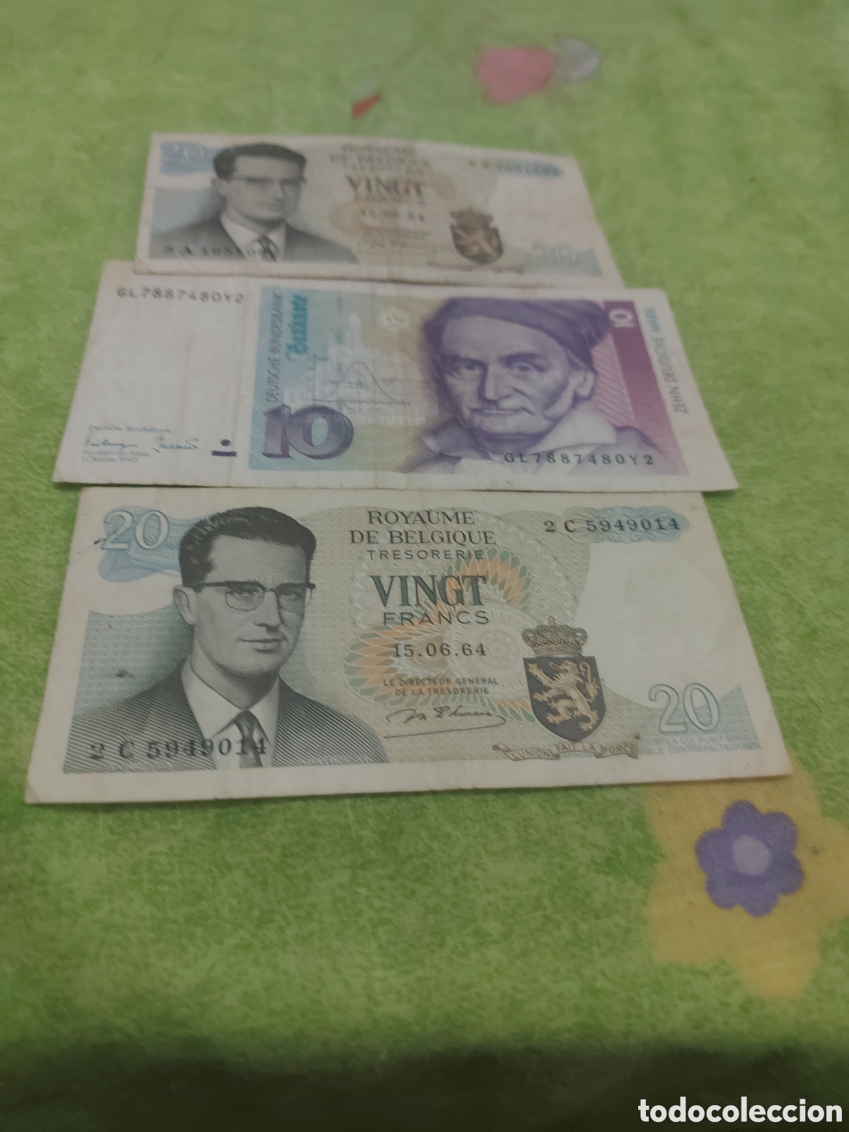 Monedas antiguas de Europa: 2 billetes de Belgica y1Al