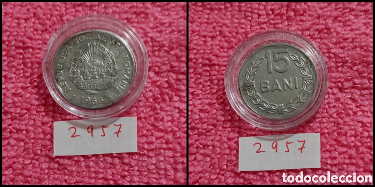Monedas antiguas de Europa: 15 bani de ruman&iacute;a a&ntilde;o 1966