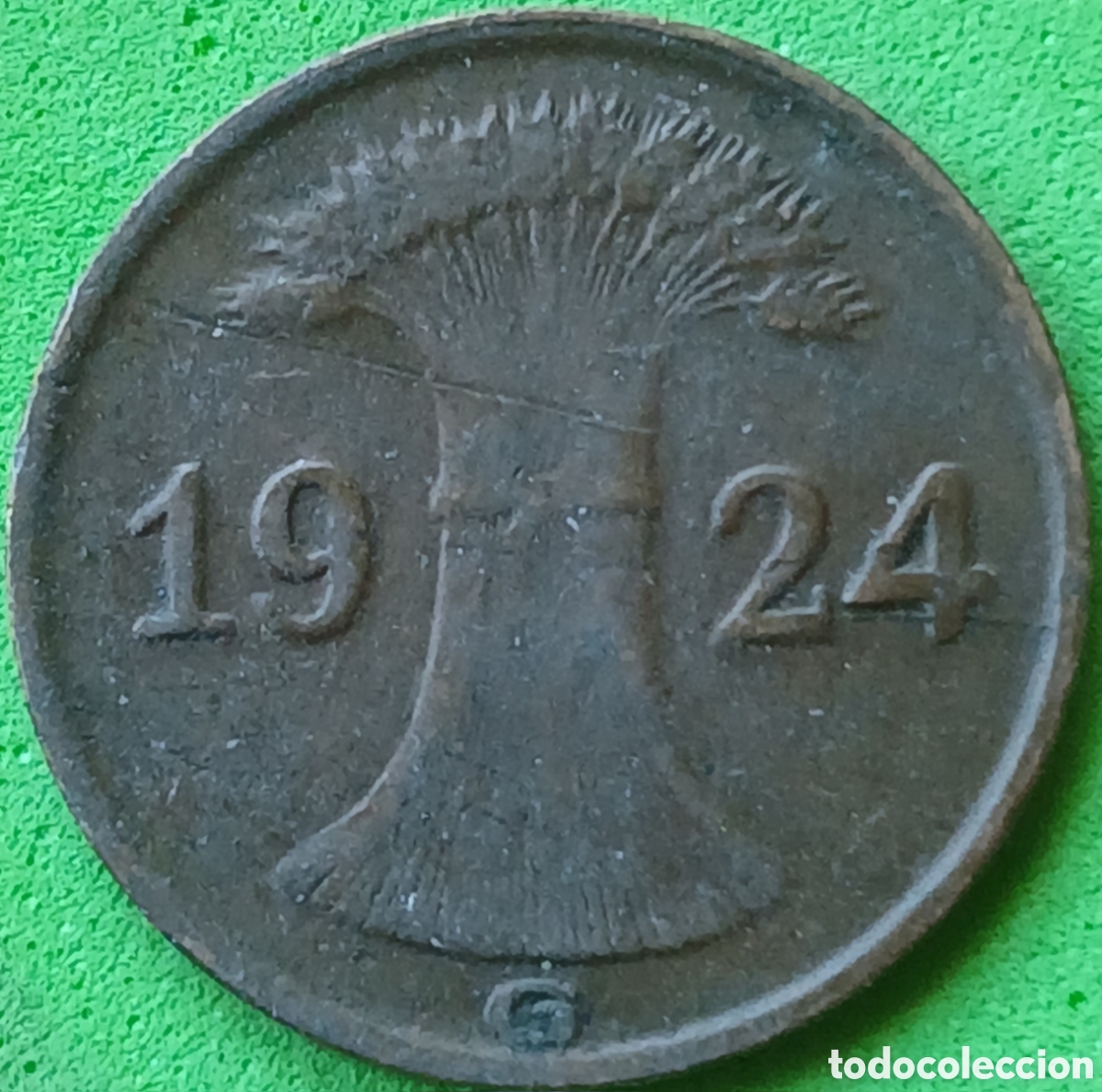 Monedas antiguas de Europa: Alemania Rep&uacute;blica de Weimar 1 reichspfennig 1924 G km#37