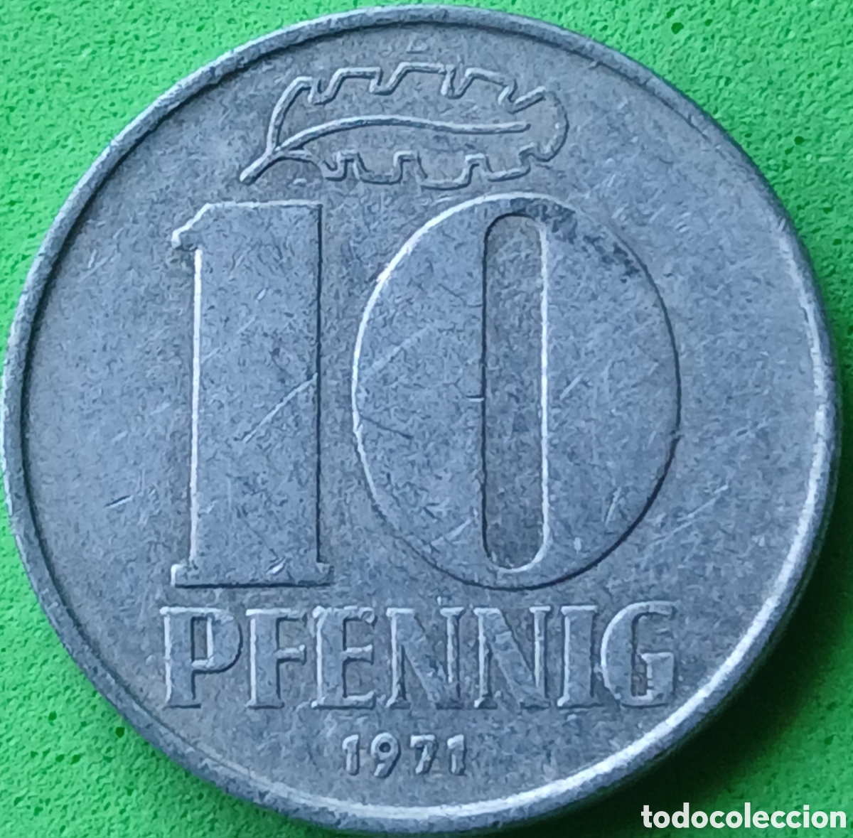 Monedas antiguas de Europa: Alemania Oriental 10 pfennig 1971 km#10