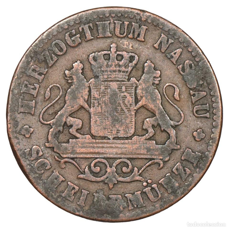Monedas antiguas de Europa: Alemania Ducado de Nassau 1 Kreuzer 1860 Cobre