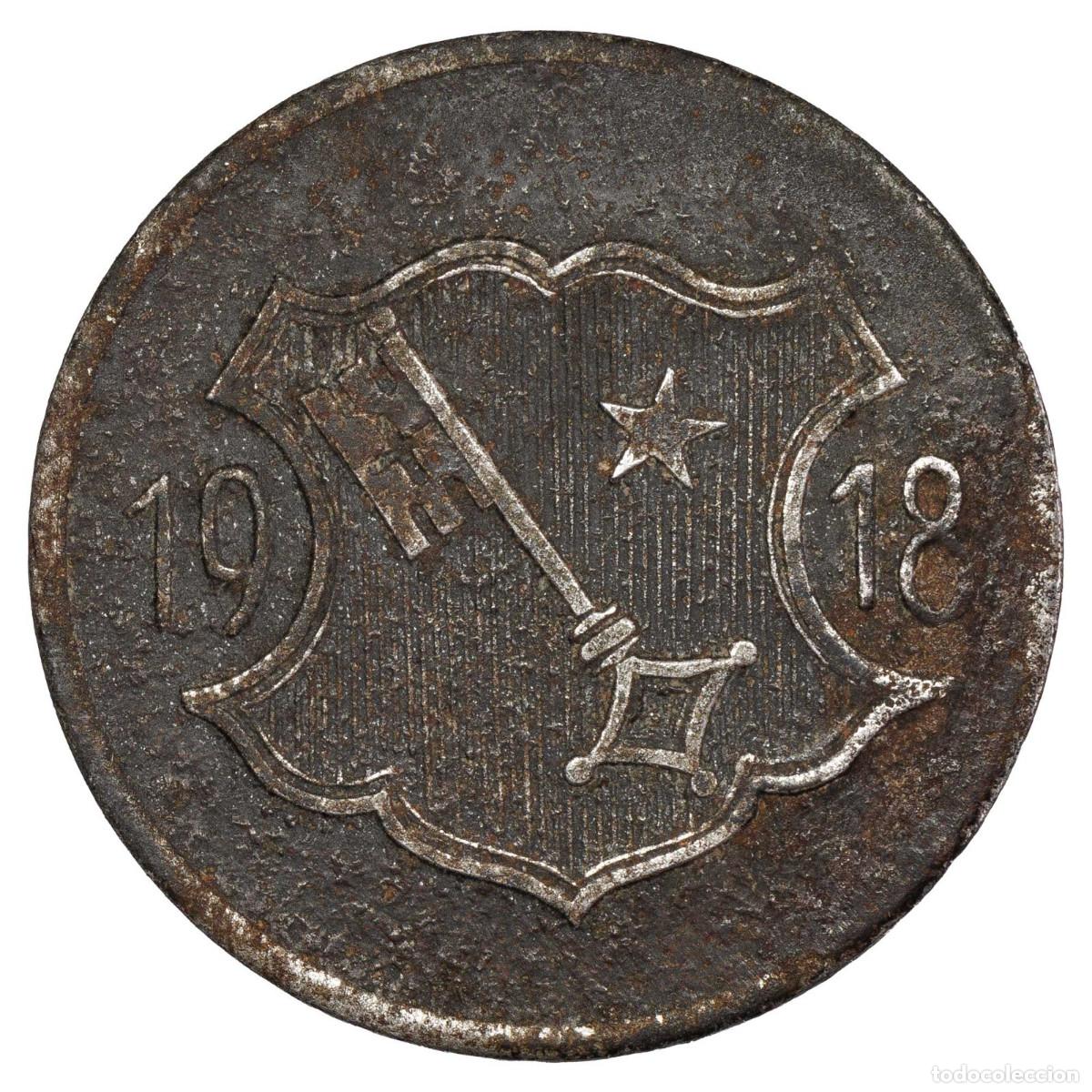 Monedas antiguas de Europa: Alemania Ficha de necesidad Notgeld 10 Pfennig Ciudad de Worms 1918 Hierro