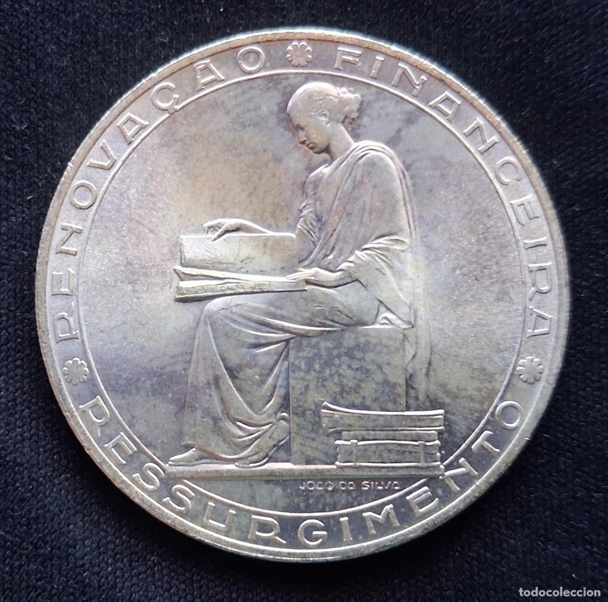 Monedas antiguas de Europa: Moneda de plata 20 Escudos 1953 (Portugal) 21g. Ag 0.835 (Estilo medio duro, 5 pesetas, 1 paquillo)