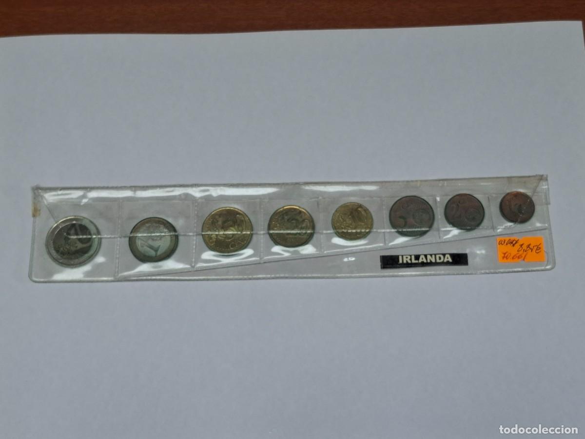 Monedas antiguas de Europa: Tira de las 8 monedas de Euro de 2002 de IRLANDA en SIN CIRCULAR