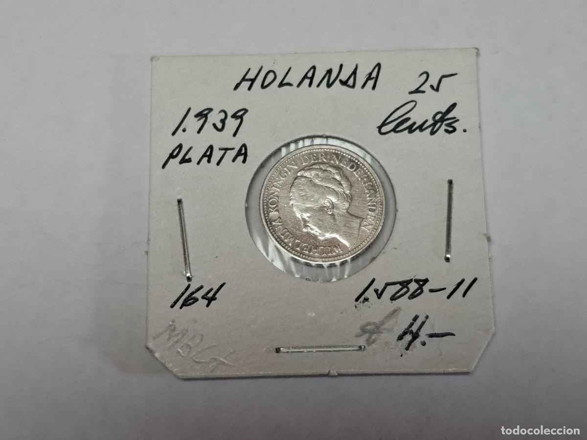 Monedas antiguas de Europa: 25 CENTS. de PLATA de 1939 KM 164 HOLANDA en MBC+