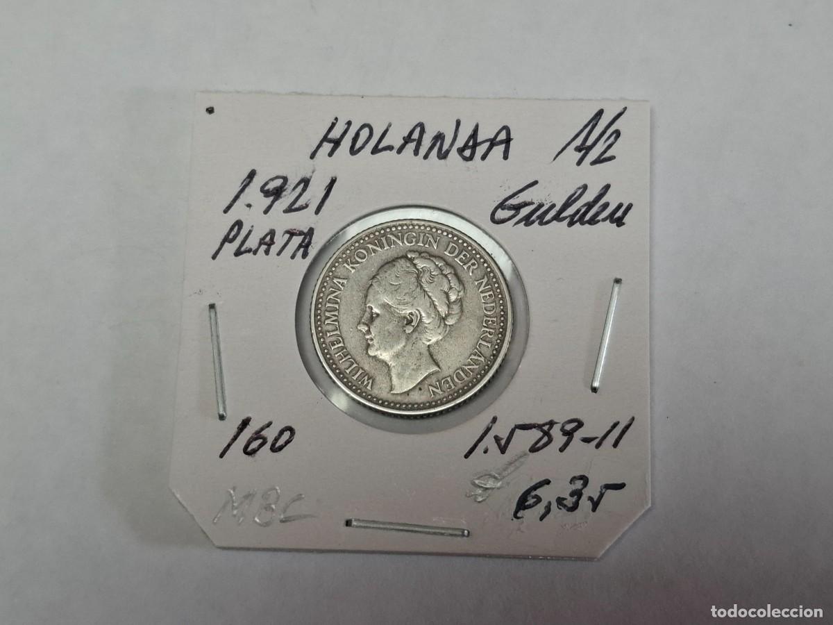 Monedas antiguas de Europa: 1/2 de GULDEN de PLATA de 1921 KM 160 HOLANDA en MBC