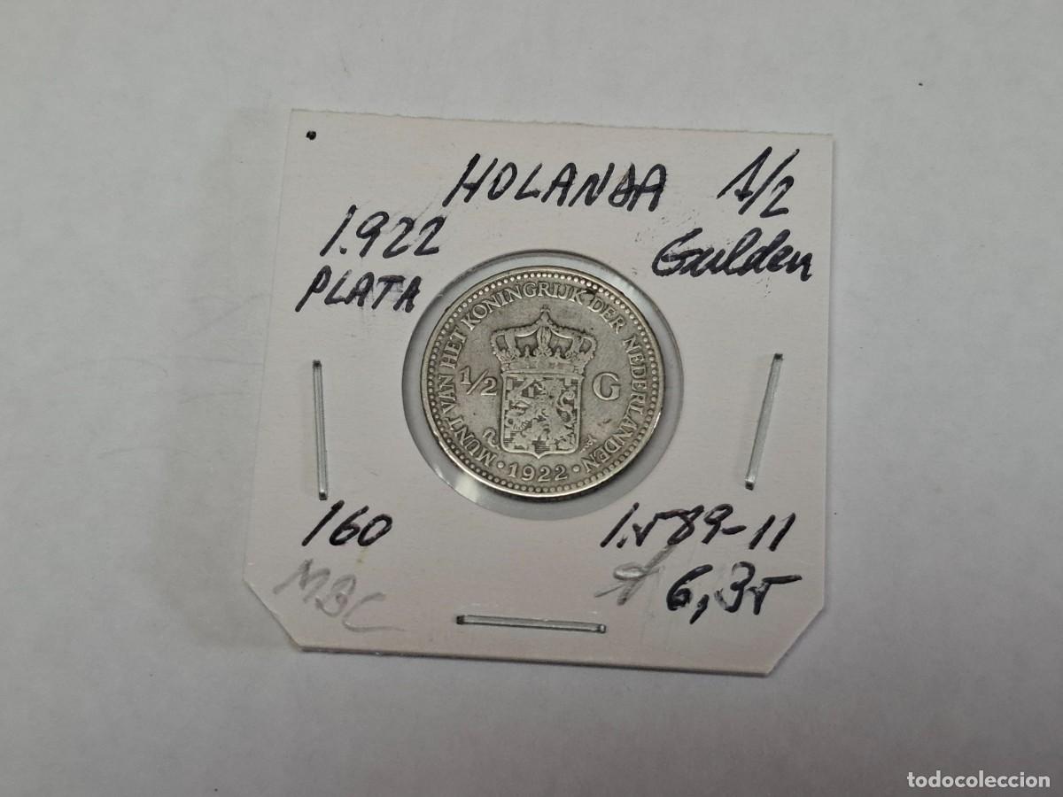 Monedas antiguas de Europa: 1/2 de GULDEN de PLATA de 1922 KM 160 HOLANDA en MBC
