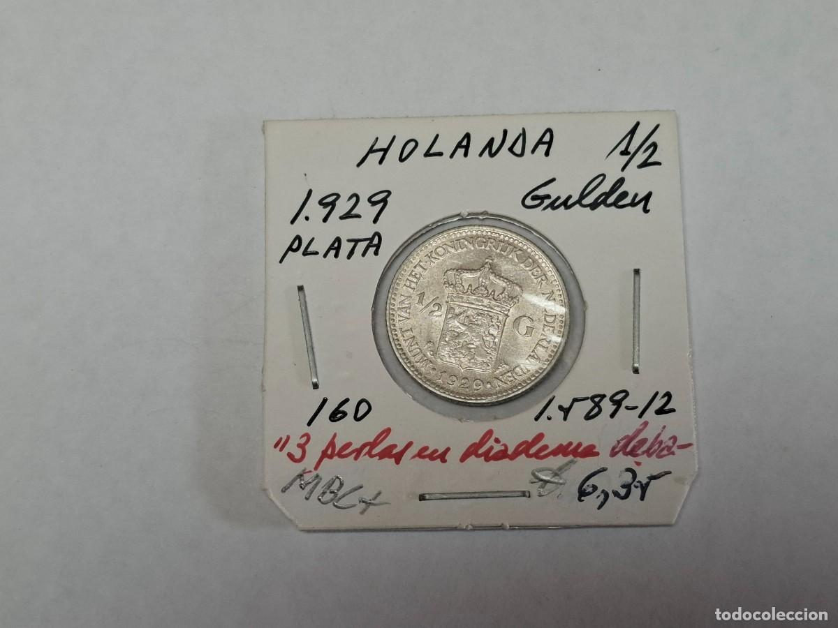 Monedas antiguas de Europa: 1/2 de GULDEN de PLATA de 1929 KM 160 HOLANDA en MBC+
