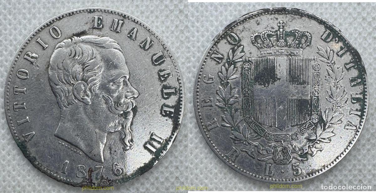Monedas antiguas de Europa: 5497 ITALIA 1876 ITALY 5 LIRE 1876 VITTORIO EMANUELE II