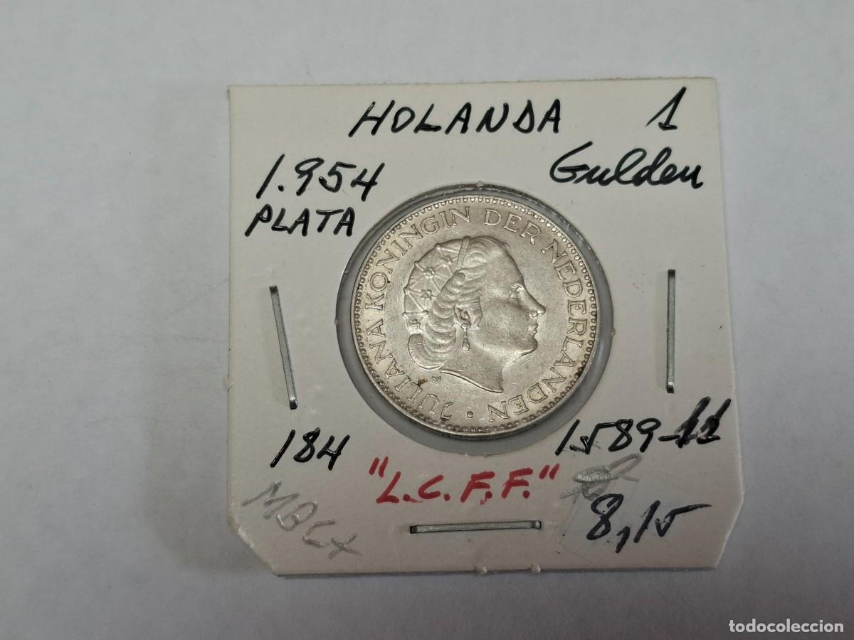 Monedas antiguas de Europa: 1 GULDEN de PLATA de 1954 KM 184 HOLANDA en MBC+