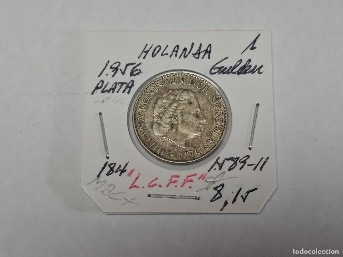 Monedas antiguas de Europa: 1 GULDEN de PLATA de 1956 KM 184 HOLANDA en MBC+