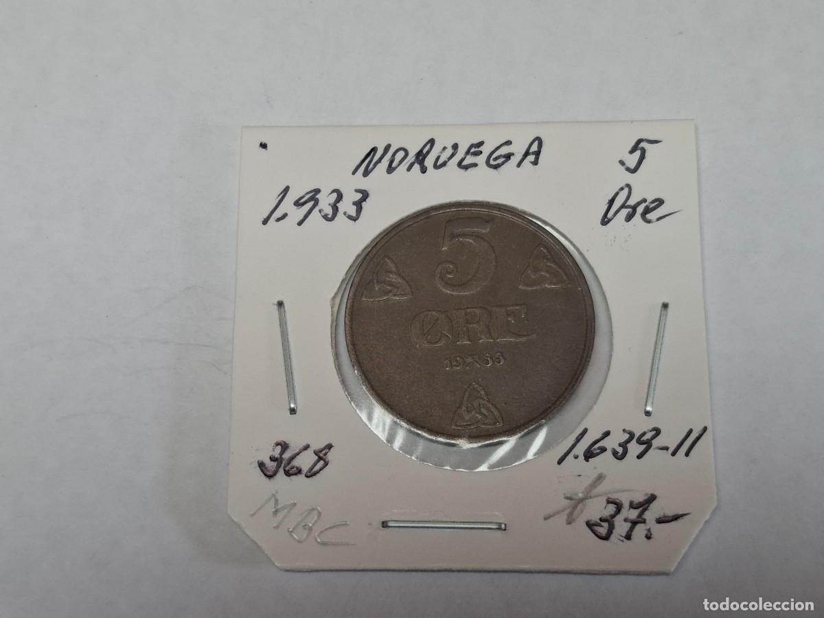 Monedas antiguas de Europa: 5 ORE de 1933 KM 368 NORUEGA en MBC