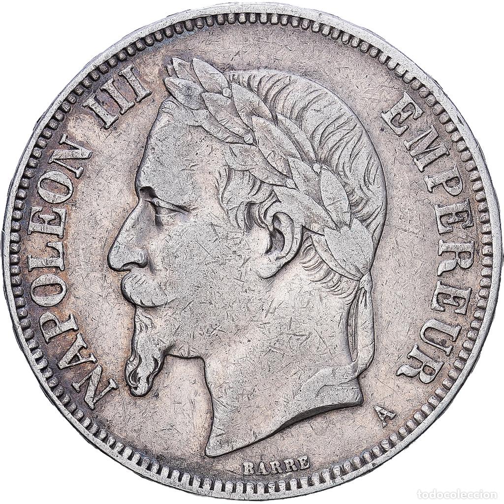 Monedas antiguas de Europa: [#1552329] Francia, Napoleon III, 5 Francs, 1870, Paris, Plata, MBC, Gadoury:739, KM:799.1