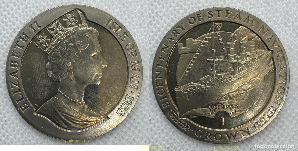Monedas antiguas de Europa: 5510 MAN 1988 ISLE OF MAN 1 CROWN 1988 BICENTENARY OF STEAM NAVIGATION